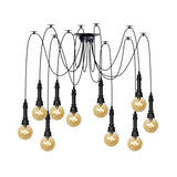 Vintage Amber Glass Chandelier With Multi-Light Pendants - Global Restaurant Swag Pendant Lamp In