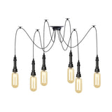 Antiqued Amber Glass Capsule Ceiling Light - 2/3/6 Heads With Black Swag Led Suspension Pendant