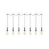 Industrial Black Finish Tandem Led Chandelier With 3/5/7 Lights And Amber Glass Capsules