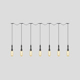Industrial Black Finish Tandem Led Chandelier With 3/5/7 Lights And Amber Glass Capsules