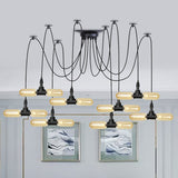 Vintage Black Capsule Pendant Swag Lamp With Amber Glass Led Bulbs - Perfect For Restaurants Multi