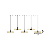 Antiqued Amber Glass Led Pendant Light With Black Hanging Capsule - 6/10/14-Light Tandem Multi Lamp