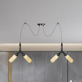 Industrial Amber Glass Swag Led Ceiling Lamp With Multiple Heads And Capsule Design In Black 4 /
