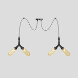 Industrial Amber Glass Swag Led Ceiling Lamp With Multiple Heads And Capsule Design In Black