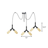 Industrial Amber Glass Swag Led Ceiling Lamp With Multiple Heads And Capsule Design In Black