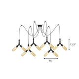 Industrial Amber Glass Swag Led Ceiling Lamp With Multiple Heads And Capsule Design In Black