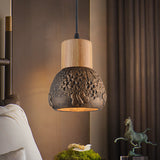 Industrial Butterfly Pattern Dome Ceiling Pendant Lamp - Head Cement Black/Grey/Brown And Wood