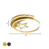 Nordic Style Led Flushmount Ceiling Lamp In Gold/Coffee - Perfect For Bedrooms