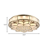 Contemporary Blossom Flushmount Lighting With Crystal Drop - 7-Light Frosted Glass Ceiling Flush