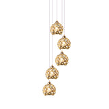 Modernist Silver Ceiling Light With Amber Crystal Accent 5/8 Heads Multi Hanging Lamp Kit