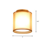 Minimalist Brass Flushmount Ceiling Light With Fabric Shade