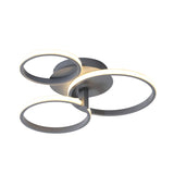 Modernist Acrylic Led Flush Mount Ceiling Light Fixture - 3 Ring Design In Grey/White/Black