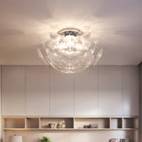 Contemporary Clear Pvc Pine Cone Ceiling Flush Mount - 3 Bulb Light For Living Room