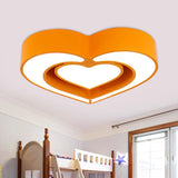Contemporary Acrylic Led Flush Mount Ceiling Light For Bedroom - Loving Heart Design (Blue/Red/Pink)