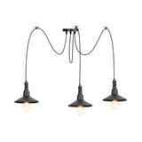 Vintage Iron Saucer Led Pendant - Black 2/3/6 Lights Bar Swag Pendulum Lamp