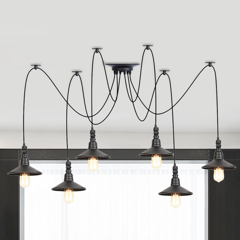 Vintage Iron Saucer Led Pendant - Black 2/3/6 Lights Bar Swag Pendulum Lamp 6 /