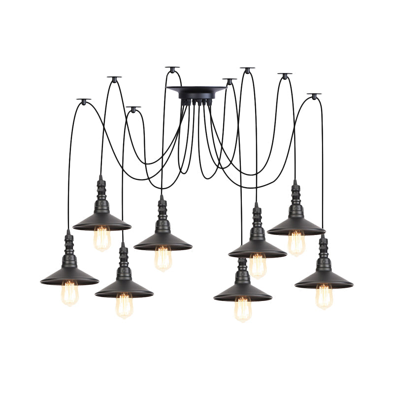 Vintage Iron Saucer Led Pendant - Black 2/3/6 Lights Bar Swag Pendulum Lamp