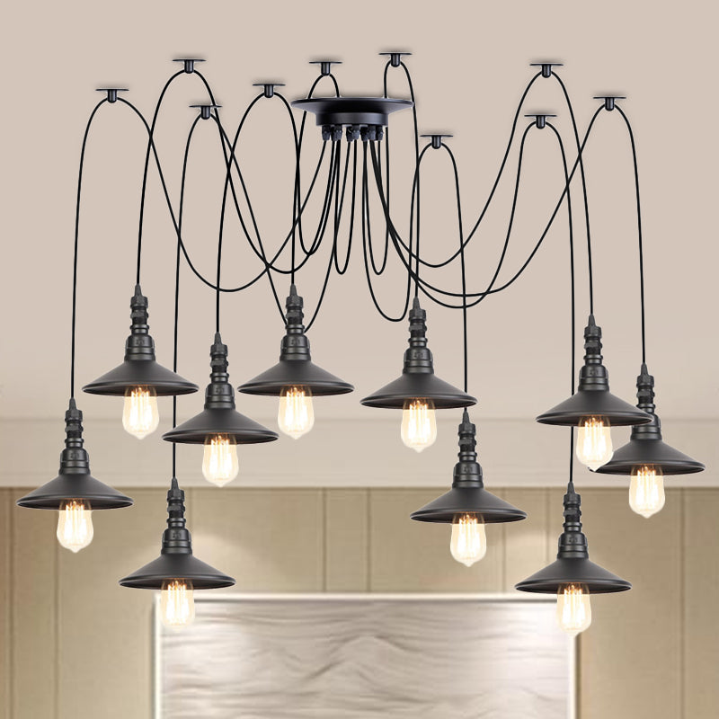 Vintage Iron Saucer Led Pendant - Black 2/3/6 Lights Bar Swag Pendulum Lamp 10 /