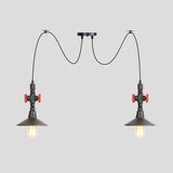 Iron Black Multi-Light Chandelier Saucer Vintage Style Ceiling Pendant Lamp With Valve Decor - 2/3/6