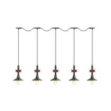 Industrial Saucer Tandem Pendant Lamp - Black (3/5/7-Bulb) For Restaurant Lighting