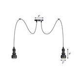 Farmhouse Black Iron Swag Chandelier - Led Water Pipe Multi-Light Suspension Pendant (2/3/6-Light)