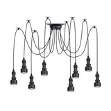 Farmhouse Black Iron Swag Chandelier - Led Water Pipe Multi-Light Suspension Pendant (2/3/6-Light)