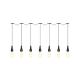 Vintage Iron Pendant Lamp With Exposed Bulbs - 5/7 Lights Black Finish Tandem Multi Hanging Fixture