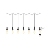 Vintage Iron Pendant Lamp With Exposed Bulbs - 5/7 Lights Black Finish Tandem Multi Hanging Fixture