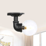 Vintage Black Glass Ball Semi Flushmount Led Ceiling Flush Mount For Hallways / A