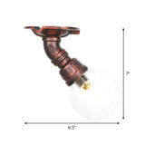Industrial Globe Clear Glass Led Ceiling Light - Copper Finish