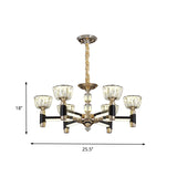 Black And Gold Rectangle Crystal Led Chandelier With 6/8 Bowl-Shaped Suspension Lights