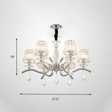 Modernist Crystal Chandelier - Silver 5/6 Bulbs Pendant Lamp
