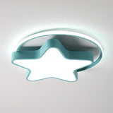 Nordic Star Led Flush Mount Ceiling Light With Acrylic Ring For Kids Room Green / 18 White