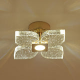Modern Flower Crystal Ceiling Lamp In Gold With Led Lighting