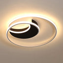 Contemporary Acrylic Crescent Led Flushmount Ceiling Light With Eye - Caring Ring For Bedroom White