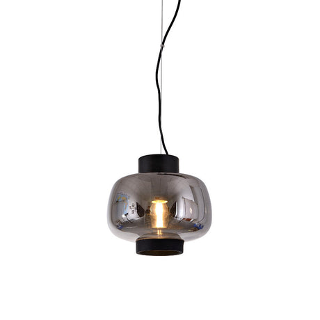 Modern Lantern Living Room Pendant Light With 1-Head Smoke Gray/Cream/Cognac Glass - Stylish Hanging