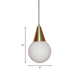 Brass Modo Ceiling Pendant Light - Post Modern 1 Milk White Glass Suspension Lamp