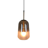 Vintage Gold Pendant Light With Tan Glass Shade For Restaurants