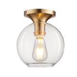 Vintage Clear Glass Sphere Ceiling Mounted Light 1-Bulb Flush Lamp For Foyer