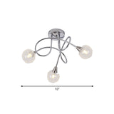 Modern 3-Light Led Semi Flush Ceiling Light With Chrome Twist And Clear Glass Shade