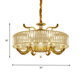 Modern Gold Crystal Block Chandelier Pendant With 6/8 Lights - Stylish Ceiling Suspension Lamp