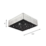 Black Crystal Block Ceiling Mounted Fixture - Simple & Elegant Flush Lighting For Bedroom
