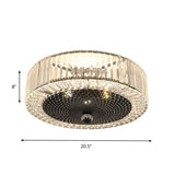 Drum-Shaped Crystal Flush Light In Black - Minimalist 4/5-Light Rectangle Ceiling Lamp