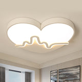 Macaron Heartbeat Acrylic Led Flushmount Ceiling Lamp - White/Pink/Gold Child Bedroom White
