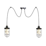 Industrial Black Caged Multi Ceiling Light - Clear Glass 2/3/6-Bulb Ideal For Restaurants Swag