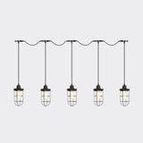 Black Multi-Light Chandelier | Farmhouse Style Clear Glass Cage Tandem Ceiling Lamp