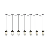 Black Multi-Light Chandelier | Farmhouse Style Clear Glass Cage Tandem Ceiling Lamp