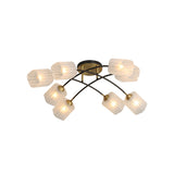 Post Modern Brass Ceiling Light With Frosted Glass - 6/8-Light Flush Mount