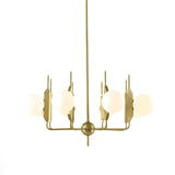 Modern 8-Light Gold Chandelier With Milk White/Smoke Gray Glass Shades For Living Room Ceiling