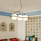 Modernist Frosted Glass Pendant Light With Globe Design - 3/4 Lights Black Frame For Ceiling Hang 3